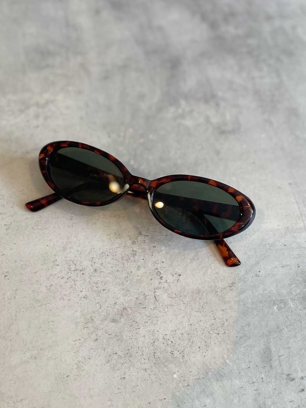 Slim Oval Tortoiseshell Sunglasses